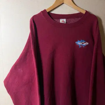 FRUIT OF THE LOOM 맨투맨 XL 보르도 자수 로고 빅