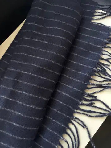 캐시미어 스트라이프 머플러 네이비