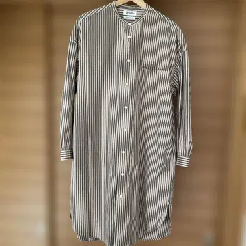 Gymplech 스트라이프 코튼 롱 셔츠