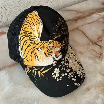 미사용 새상품 택 포함 카라쿠리타마시 메쉬 캡 일본풍 패턴 캡 호랑이