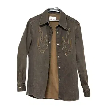 ORIMI 트라이던트 자수 브라운 셔츠