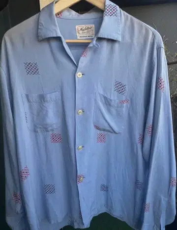 50s 60s Manhattan 레이온 셔츠 기하학 패턴 아토믹