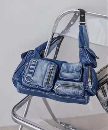 JEANASIS 멀티 포켓 데님 원 숄더백 / 블루