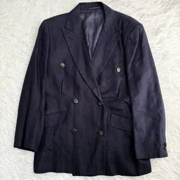 레어 마가렛호웰 린넨 테일러드 자켓 더블 브레스트 네이비 M