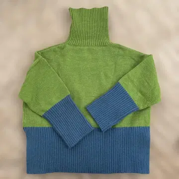 KoibitoMisaki 그린 터틀넥 니트 스웨터