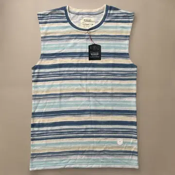 ROIAL 블루 스트라이프 슬리브리스 M