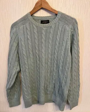 빔즈플러스 크루 케이블 코튼 린넨 니트