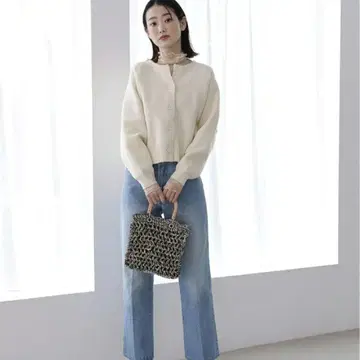 라콜레 lakore 봄 니트 쇼트 가디건 아이보리 에크루