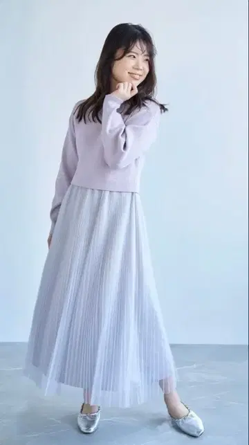 COHINA/플리츠 튤 도킹 원피스/regular