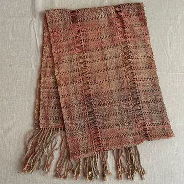 손뜨개 핸드메이드 브라운 계열 프린지 스톨