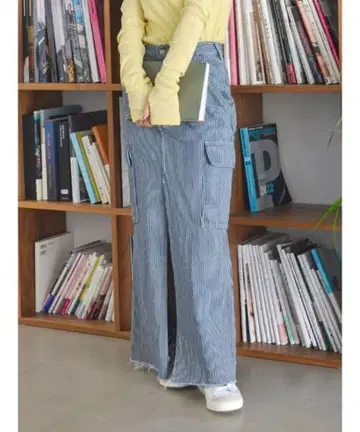 워크 디자인 슬릿 데님 스커트