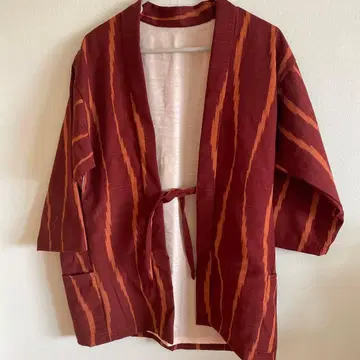 [ 기모노 리메이크 ] 홍차색 오렌지 스트라이프 겉옷