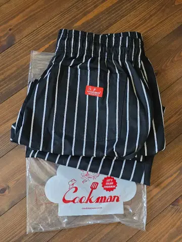 Cookman 블랙 스트라이프 워크 팬츠