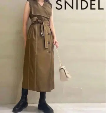 SNIDEL 트렌치 디테일 슬리브리스 원피스 S 브라운