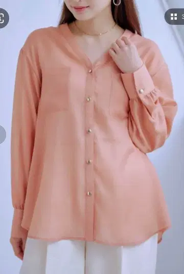 COHINA V넥 더블 포켓 시어 셔츠 택 포함 새상품