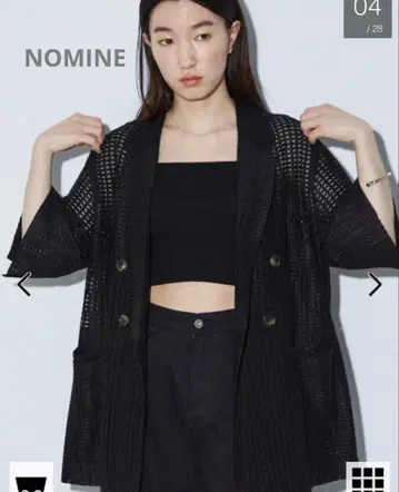 NOMINE 블랙 하프 슬리브 더블 자켓 메쉬 모드 스타일