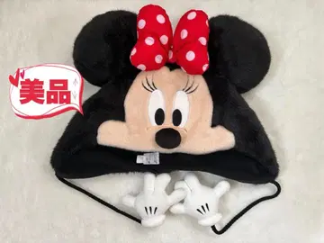미니 마우스 캐릭터 모자 미니 팬캡 블랙 레드 리본