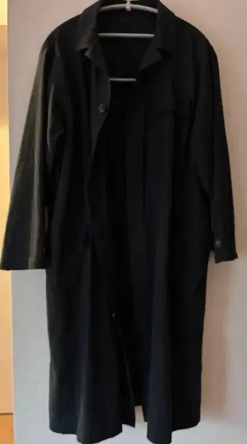 이치 린넨 면 혼방 코트 블랙