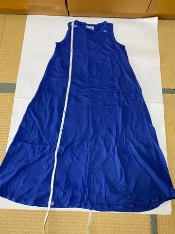 내추럴 런드리 슬리브리스 롱 원피스 파랑