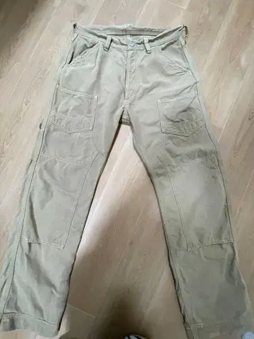 W32 프리휠러스 데릭맨 워크 팬츠 덕 더블니 베이지