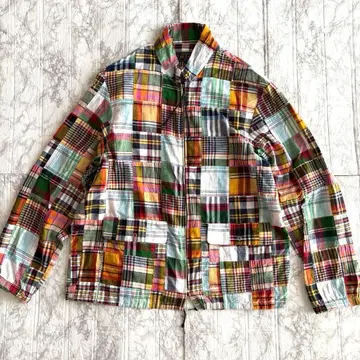 BEAMS PLUS 빔즈플러스 패치워크 마드라스 체크 블루종