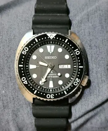 SEIKO 자동 와인딩 손목시계 200m 방수 블랙