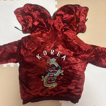 레어 80s 벨벳 스카잔 후드 부착