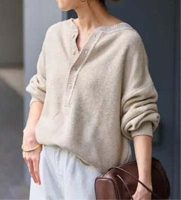 FRAMeWORK 카노코 2WAY 헨리 니트 베이지