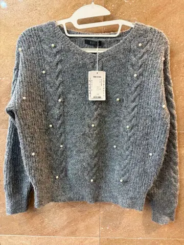 ketty 그레이 케이블 짜임 스웨터 M