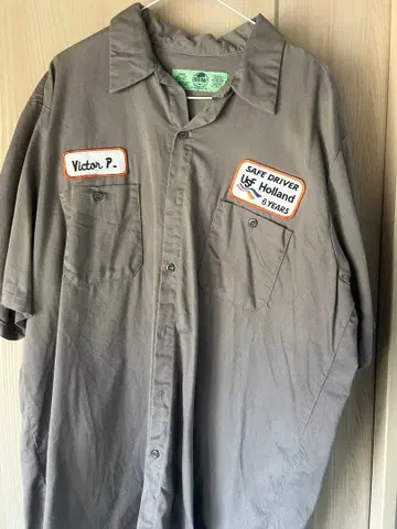 [레어] 반팔 워크 셔츠 그레이 XL