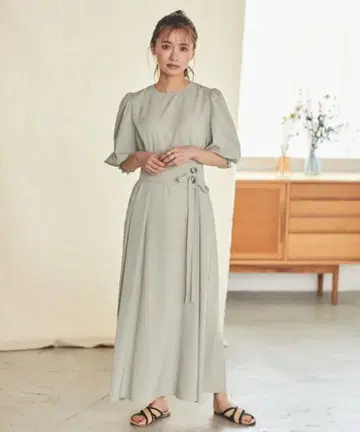 [ 미사용 택 포함 ] 마드모아젤 로페 2way 퍼프 슬리브 롱 원피스