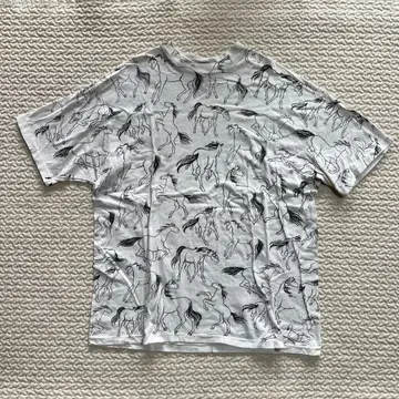 올 패턴 티셔츠 말 프린트 티셔츠 XL