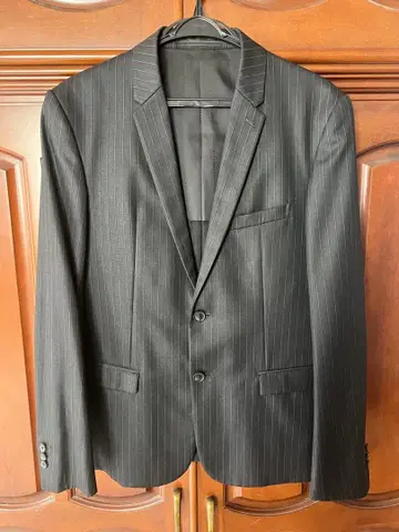 BLVCKBVRRETT 스트라이프 정장 자켓 블랙