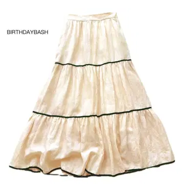 [새상품급] BIRTHDAYBASH 린넨 100% 티어드 롱 스커트