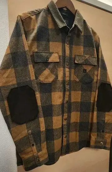 로워크 리바이벌 체크 무늬 플란넬 셔츠 엘보 배치 부착