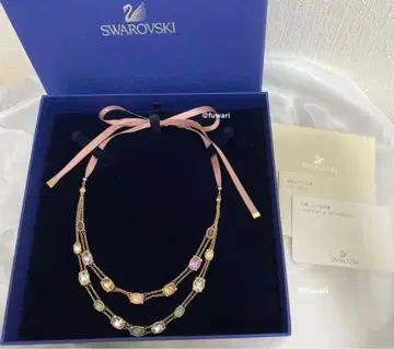 SWAROVSKI 스와로브스키 로제트 2단 리본 목걸이