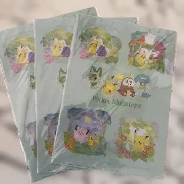 포켓몬스터 A4 클리어 파일 3장 세트 뜨아거, 꾸왁스, 냐오하