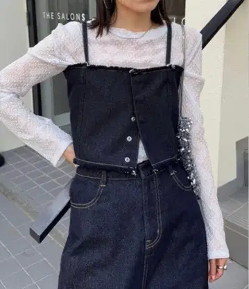 미스틱 데님 멀티웨이 셋업 뷔스티에 세트 사이즈 1