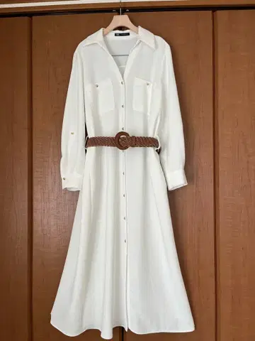 ZARA 벨트 포함 셔츠 원피스 화이트