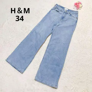 H&M 와이드 데님 팬츠 하의 라이트 블루 라이트 블루 S 하의