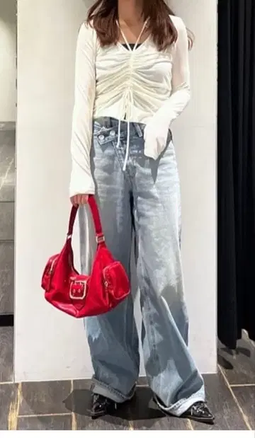 moussy FRONT GATHER 롱 슬리브 상의