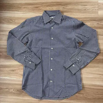 ALESSANDRO GHERARDI 네이비 깅엄 체크 패턴 긴팔 셔츠