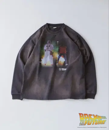 BACK TO THE FUTURE 별주 데미지 가공 롱 슬리브 T