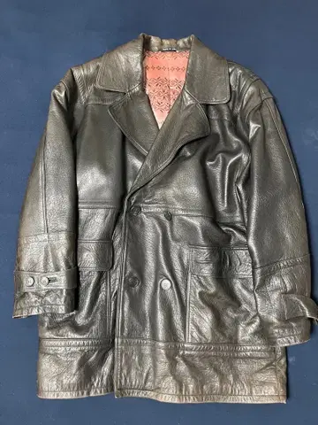 스페인산 빈티지 오버 사이즈 라무 가죽 자켓 더블