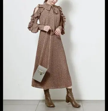 스나이델 쉬폰 보타이 도트 원피스 snidel