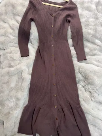 snidel 프론트 버튼 니트 원피스 모카