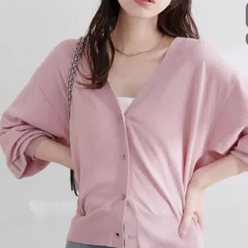 natural couture UV 접촉 냉감 아일렛 가디건 핑크 새상품