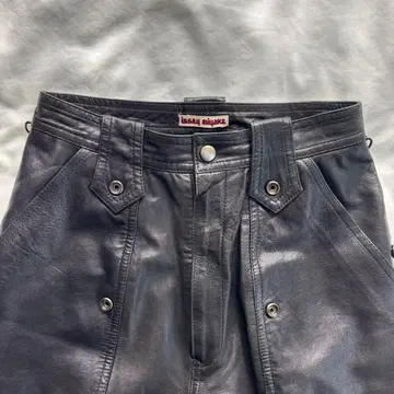 레어 70s ISSEY MIYAKE 초기 택 가죽 팬츠 모터 사이클