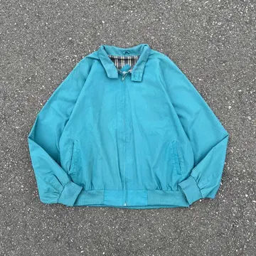 80s 90s 빈티지 스윙탑 안감 체크 터콰이즈 블루 L