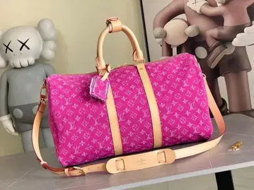 핑크 로고 프린트 보스턴 백